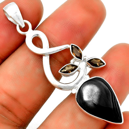 Black Malachite Mexico & Smoky Quartz Pendant P-1118 SDP131849