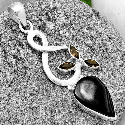 Black Malachite Mexico & Smoky Quartz Pendant P-1118 SDP131849