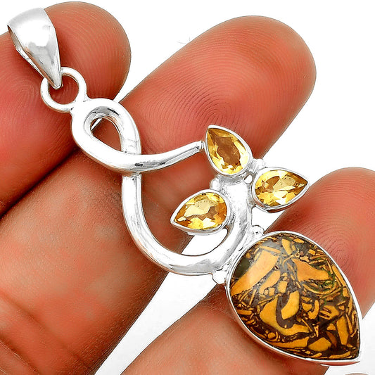 Coquina Fossil Jasper India & Citrine Pendant P-1118 SDP131859
