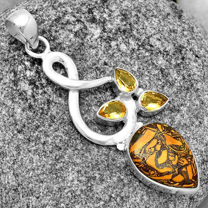 Coquina Fossil Jasper India & Citrine Pendant P-1118 SDP131859