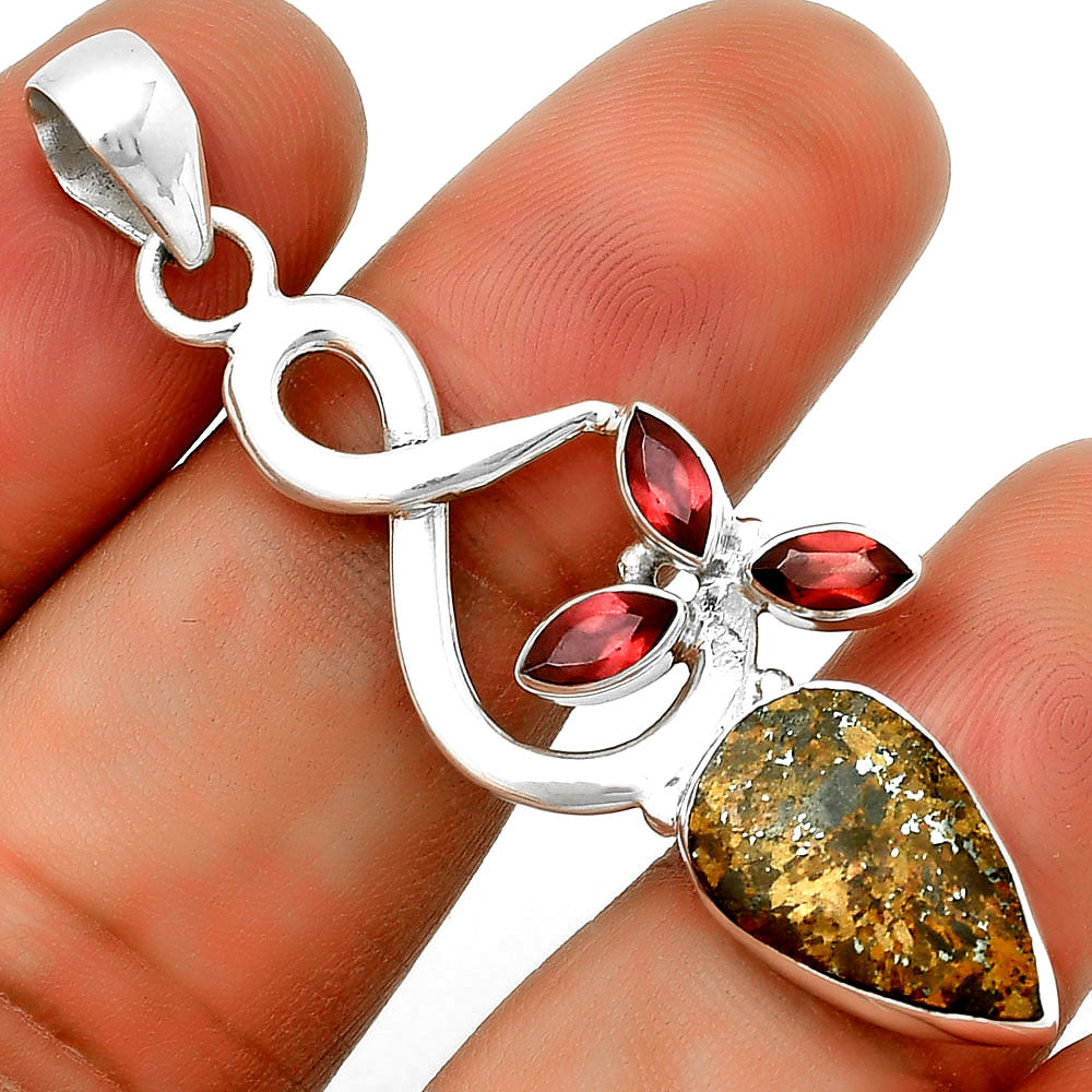 Natural Bronzite & Garnet Pendant P-1118 SDP131867