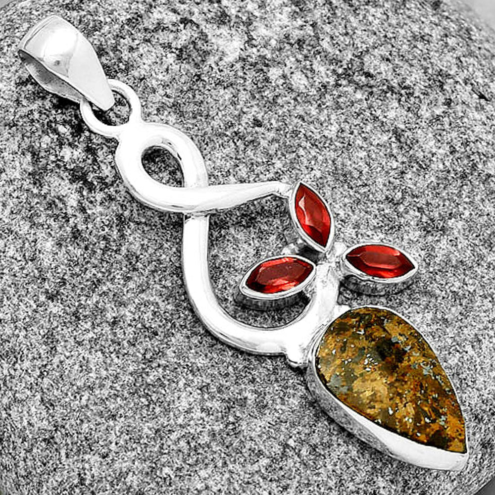 Natural Bronzite & Garnet Pendant P-1118 SDP131867
