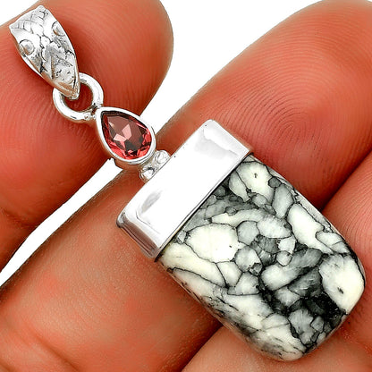 Natural Pinolith Stone & Garnet Pendant P-1656 SDP131951