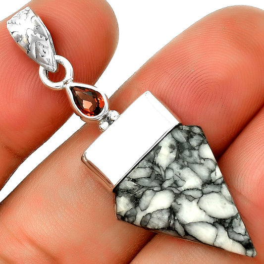 Natural Pinolith Stone & Garnet Pendant P-1656 SDP131964