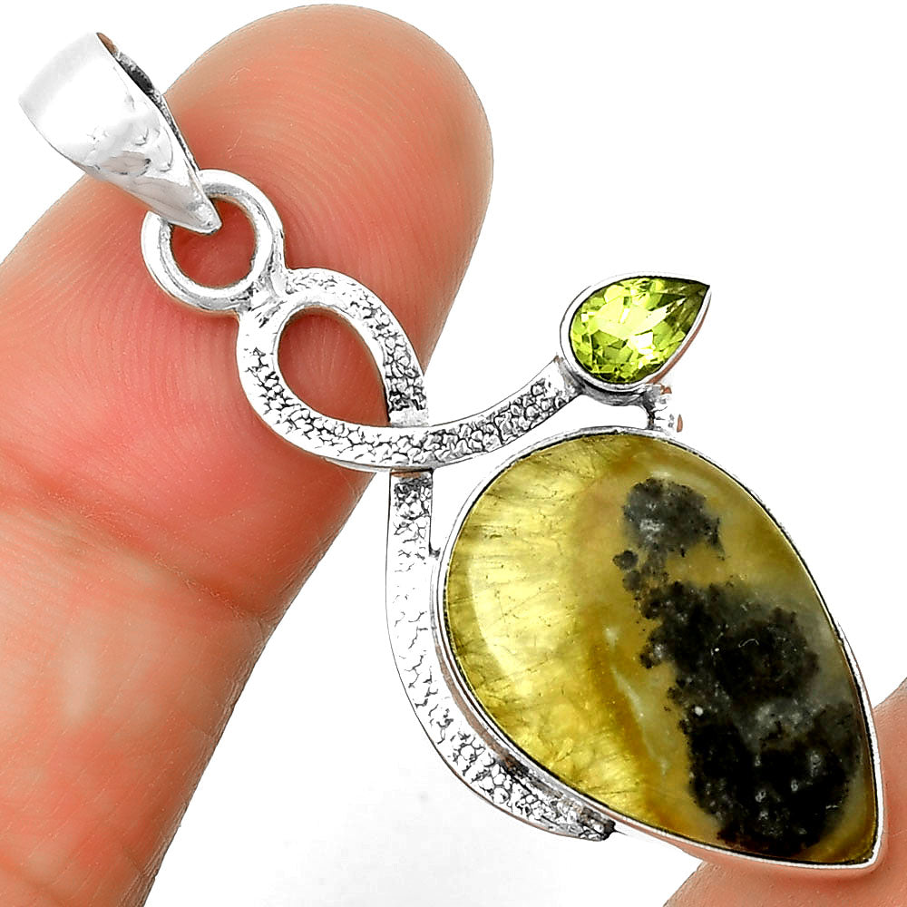 Natural Australian Prehnite & Peridot Pendant P-1111 SDP131989