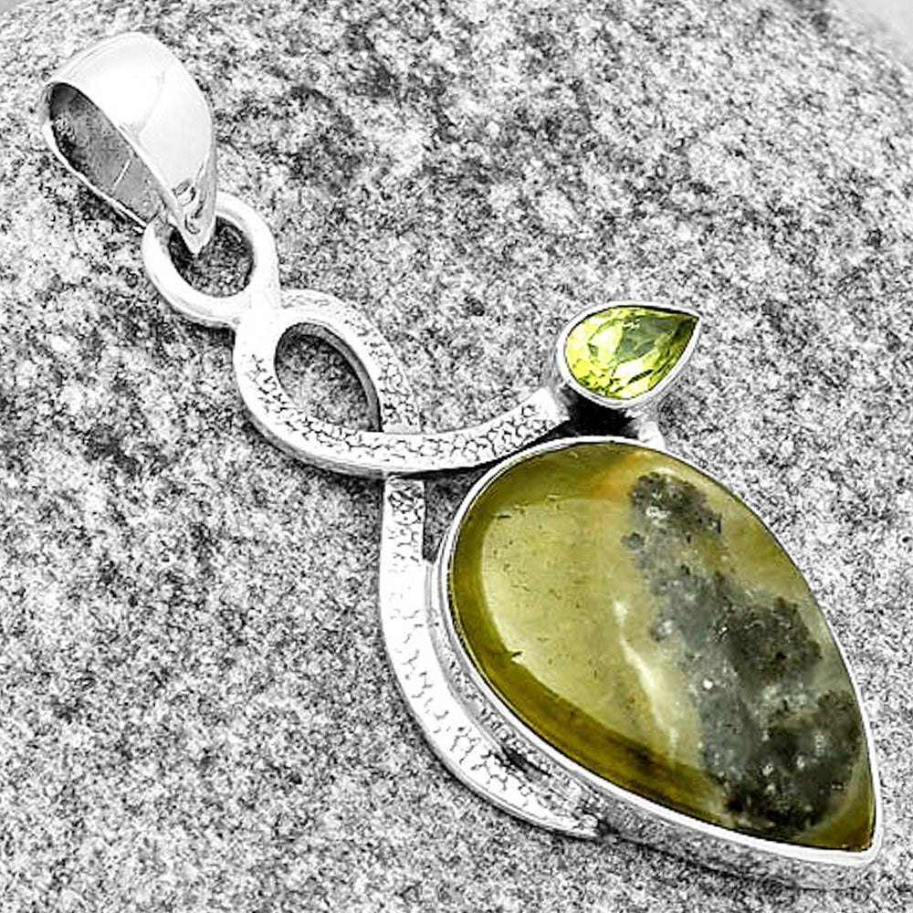Natural Australian Prehnite & Peridot Pendant P-1111 SDP131989