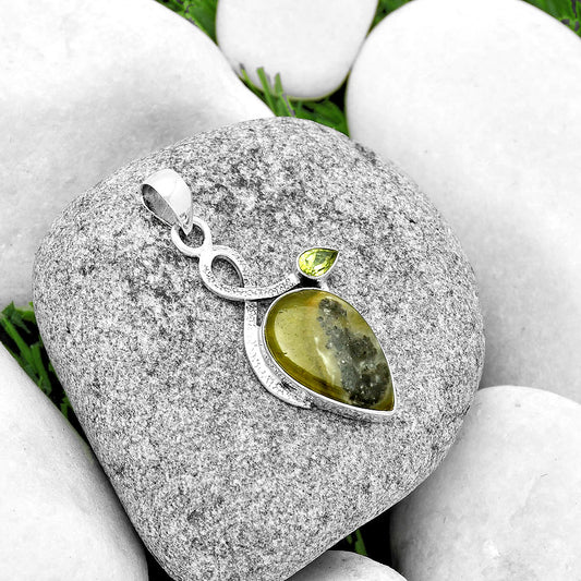Natural Australian Prehnite & Peridot Pendant P-1111 SDP131989