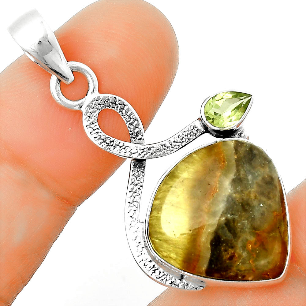 Natural Australian Prehnite & Peridot Pendant P-1111 SDP131993