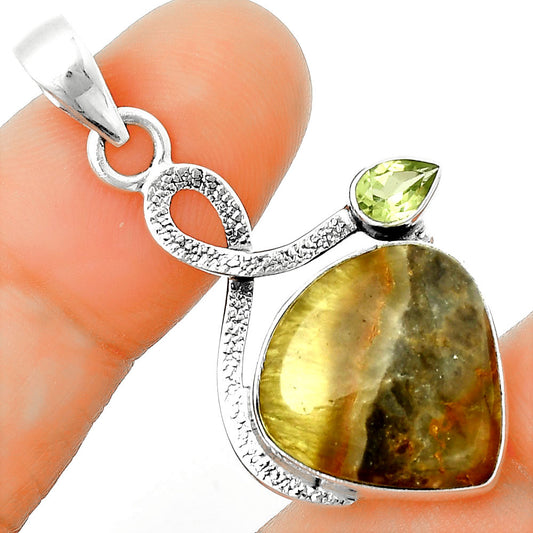 Natural Australian Prehnite & Peridot Pendant P-1111 SDP131993