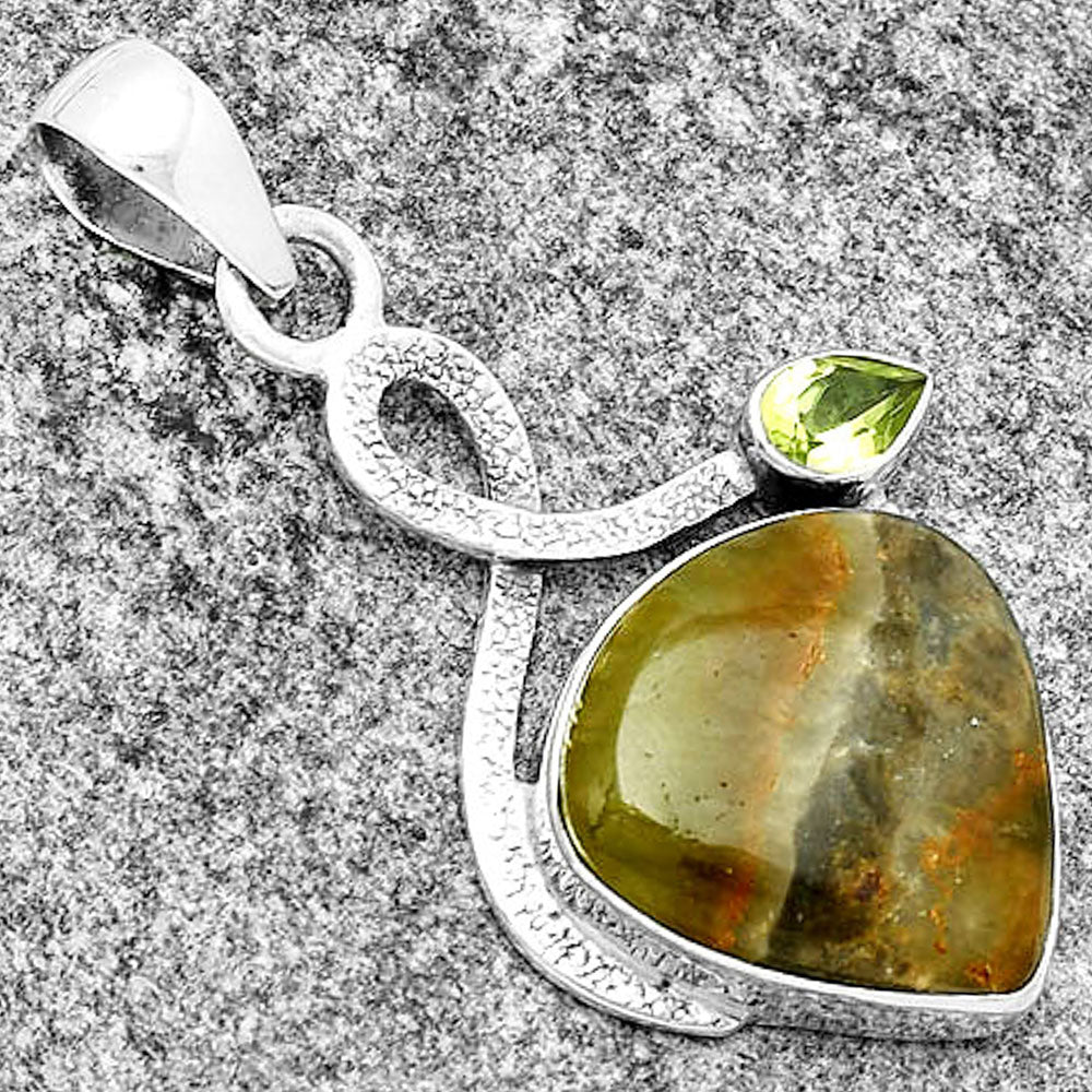 Natural Australian Prehnite & Peridot Pendant P-1111 SDP131993