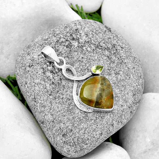 Natural Australian Prehnite & Peridot Pendant P-1111 SDP131993