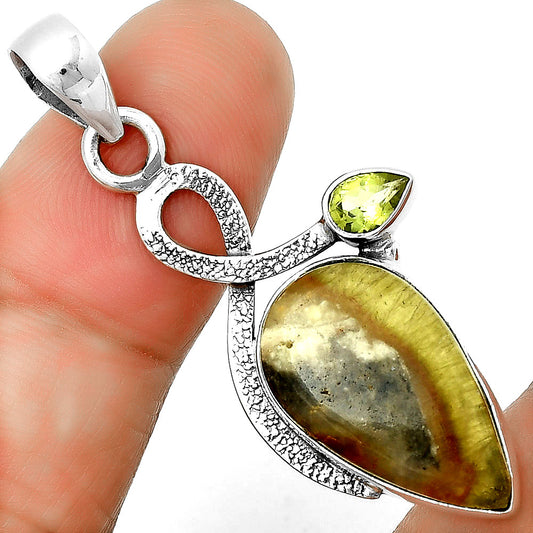 Natural Australian Prehnite & Peridot Pendant P-1111 SDP131999