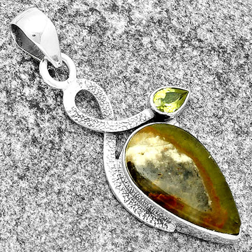 Natural Australian Prehnite & Peridot Pendant P-1111 SDP131999