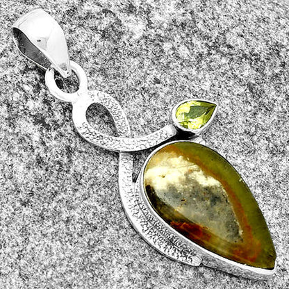 Natural Australian Prehnite & Peridot Pendant P-1111 SDP131999