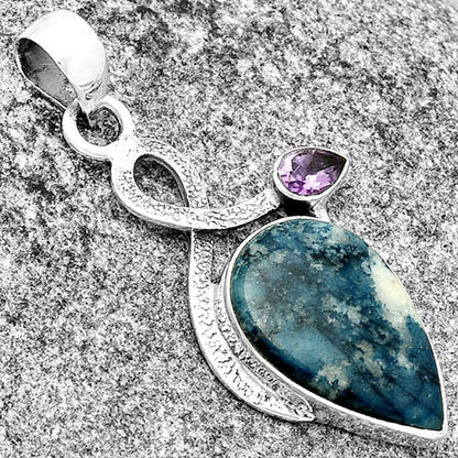 Blue Scheelite - Turkey & Amethyst Pendant P-1111 SDP132004