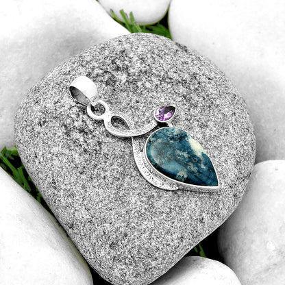 Blue Scheelite - Turkey & Amethyst Pendant P-1111 SDP132004