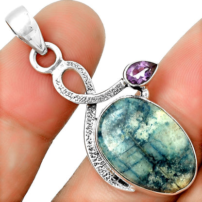 Blue Scheelite - Turkey & Amethyst Pendant P-1111 SDP132007