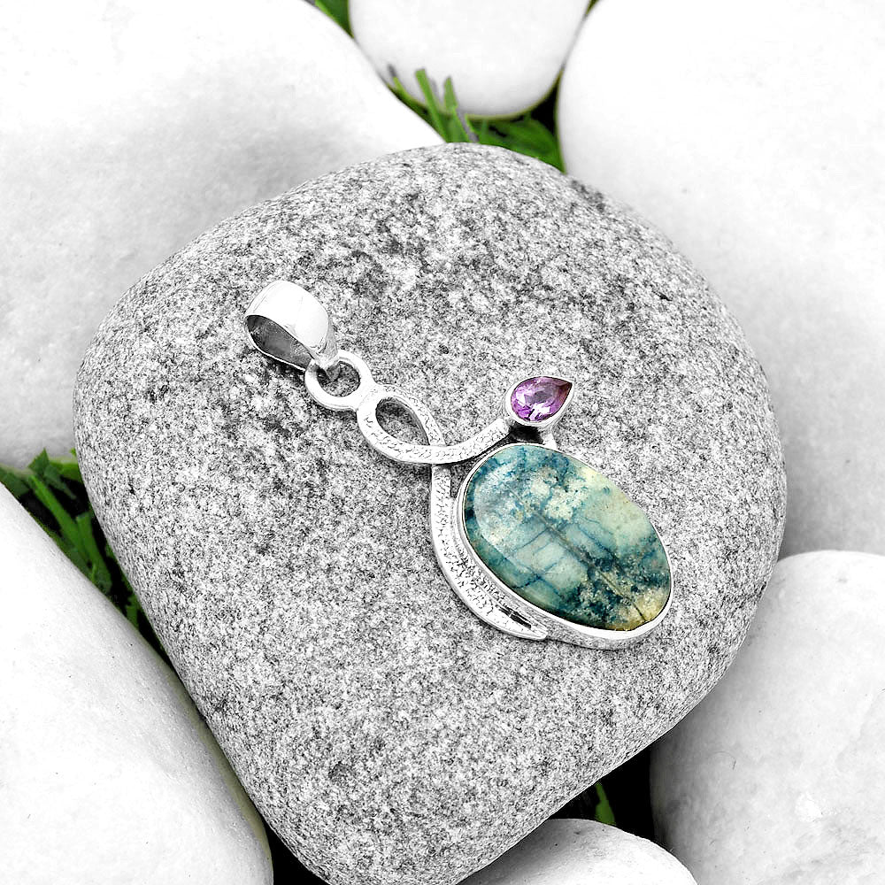 Blue Scheelite - Turkey & Amethyst Pendant P-1111 SDP132007