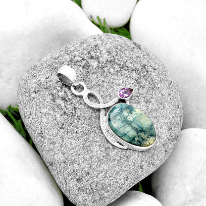 Blue Scheelite - Turkey & Amethyst Pendant P-1111 SDP132007