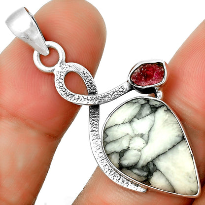 Pinolith Stone & Pink Tourmaline Rough Pendant P-1111 SDP132008