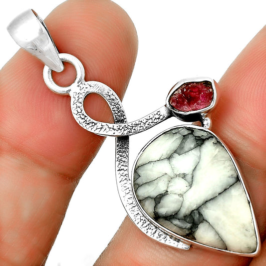 Pinolith Stone & Pink Tourmaline Rough Pendant P-1111 SDP132008