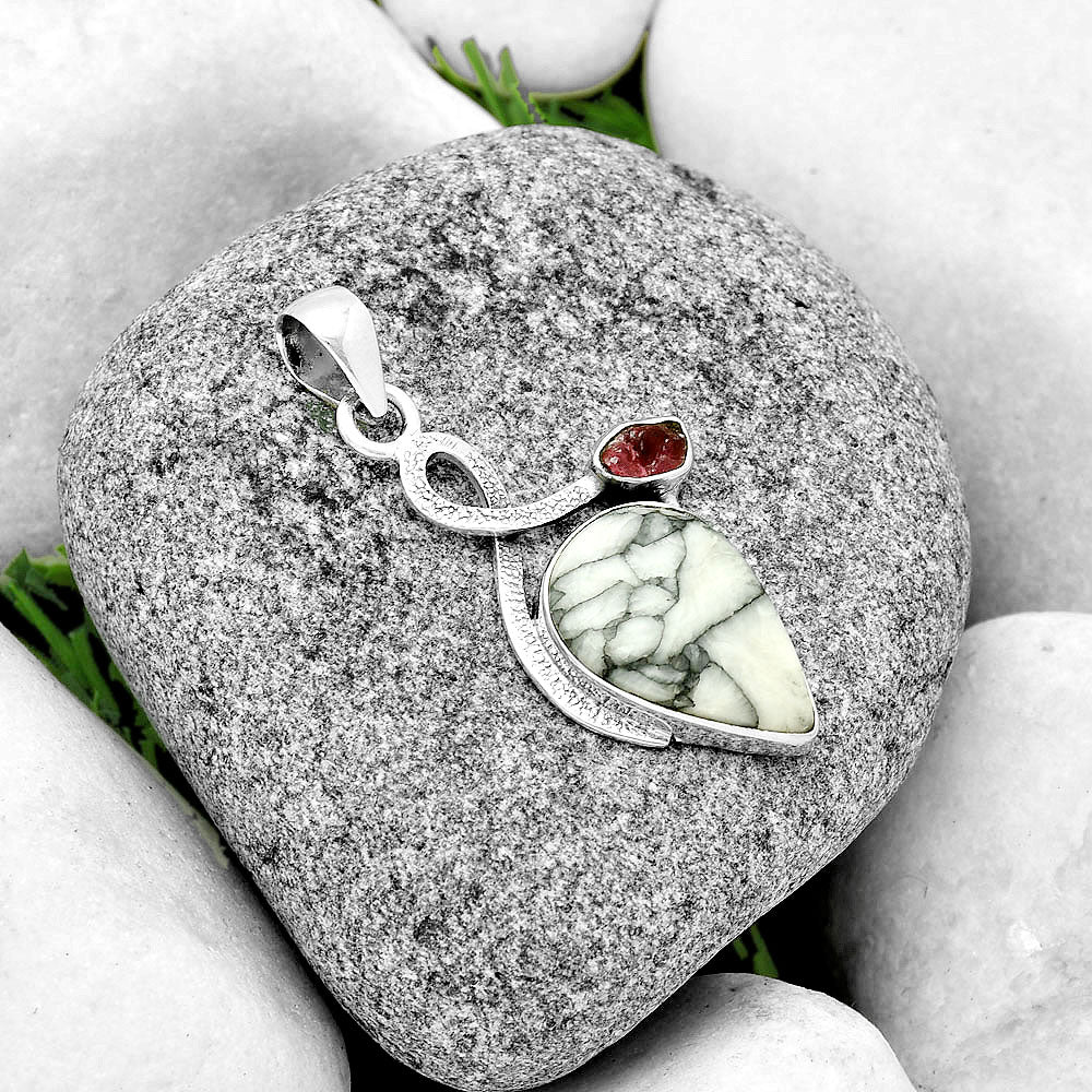 Pinolith Stone & Pink Tourmaline Rough Pendant P-1111 SDP132008