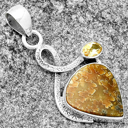 Sutured Ammonite Madagascar & Citrine Pendant P-1111 SDP132015