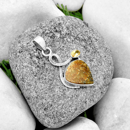 Sutured Ammonite Madagascar & Citrine Pendant P-1111 SDP132015