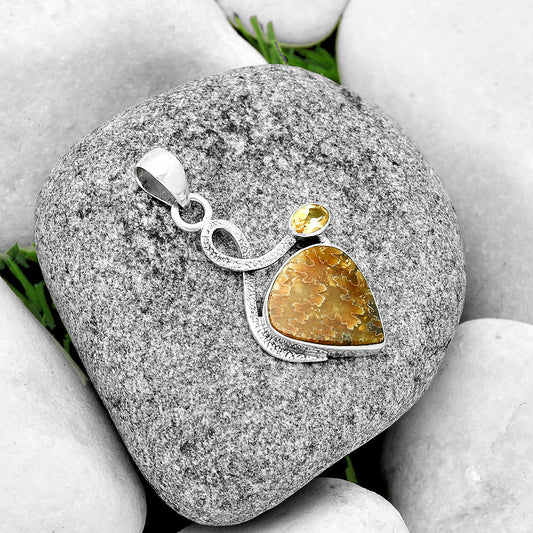 Sutured Ammonite Madagascar & Citrine Pendant P-1111 SDP132015