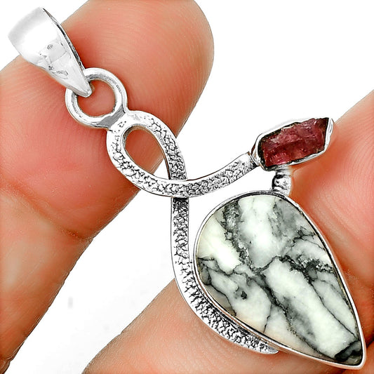 Pinolith Stone & Pink Tourmaline Rough Pendant P-1111 SDP132020