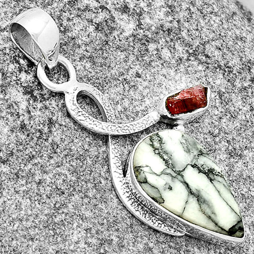 Pinolith Stone & Pink Tourmaline Rough Pendant P-1111 SDP132020