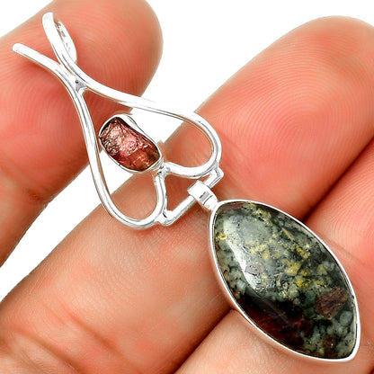 Russian Eudialyte & Pink Tourmaline Rough Pendant P-1542 SDP132101