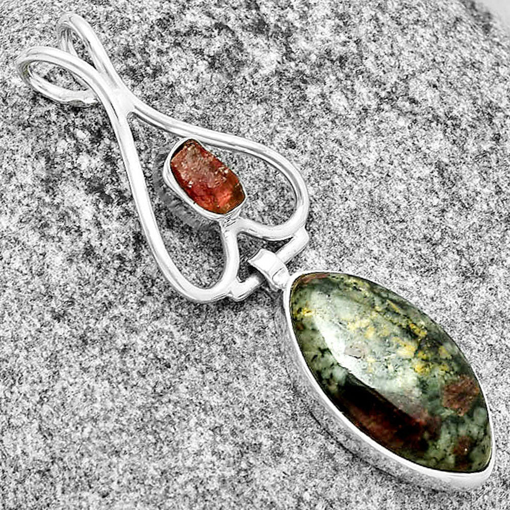 Russian Eudialyte & Pink Tourmaline Rough Pendant P-1542 SDP132101