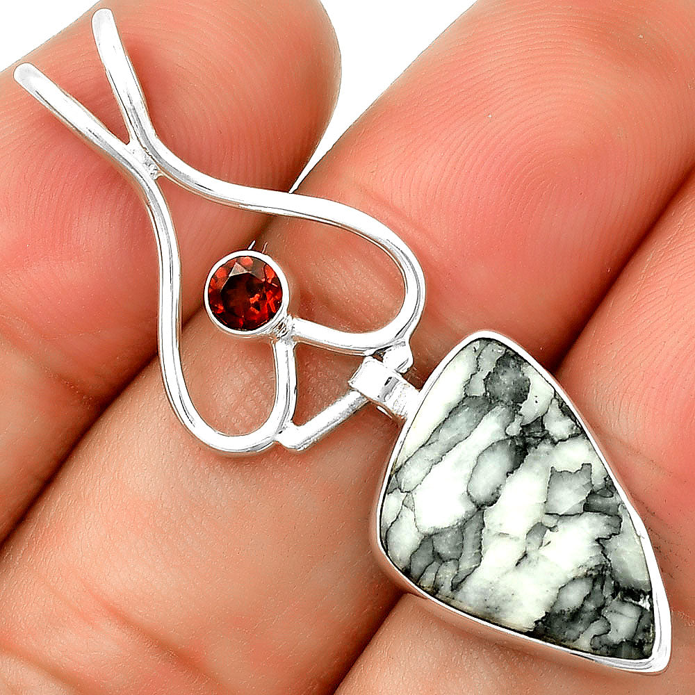 Natural Pinolith Stone & Garnet Pendant P-1542 SDP132102
