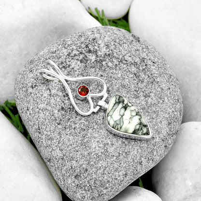 Natural Pinolith Stone & Garnet Pendant P-1542 SDP132102