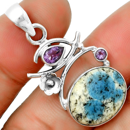 K2 Blue Azurite In Quartz & Amethyst Pendant P-1704 SDP132141