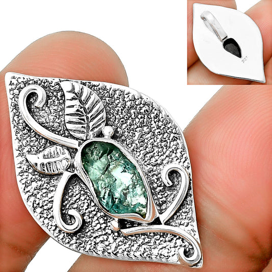 Natural Aqua Apatite Rough Madagascar Pendant P-1518 SDP132183