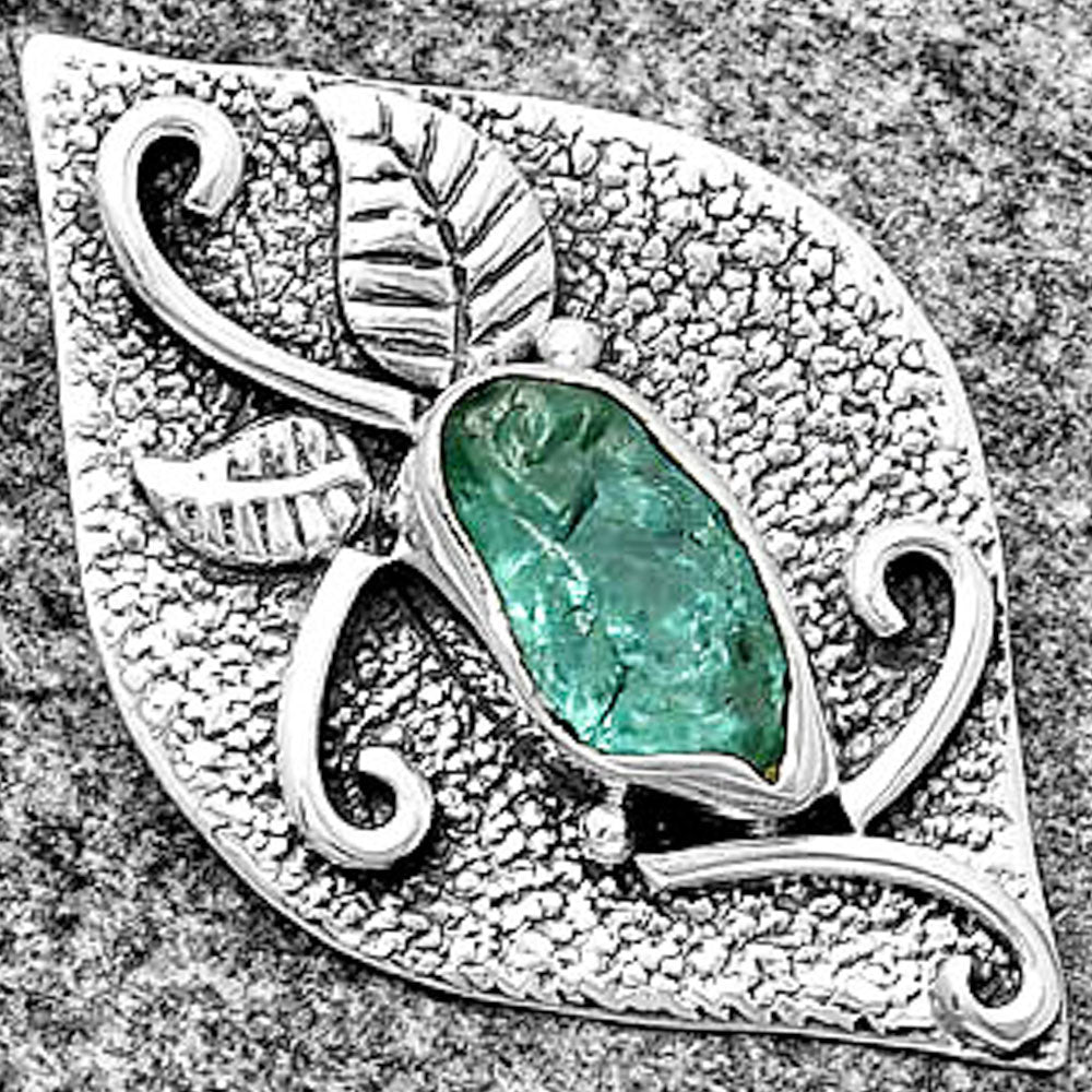 Natural Aqua Apatite Rough Madagascar Pendant P-1518 SDP132183