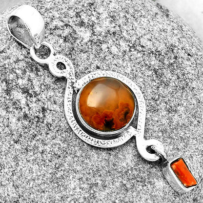 Rare Cady Mountain Agate & Coral Stick Pendant P-1115 SDP132242