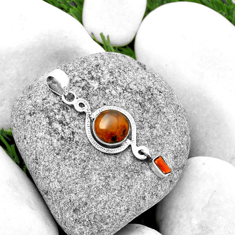 Rare Cady Mountain Agate & Coral Stick Pendant P-1115 SDP132242