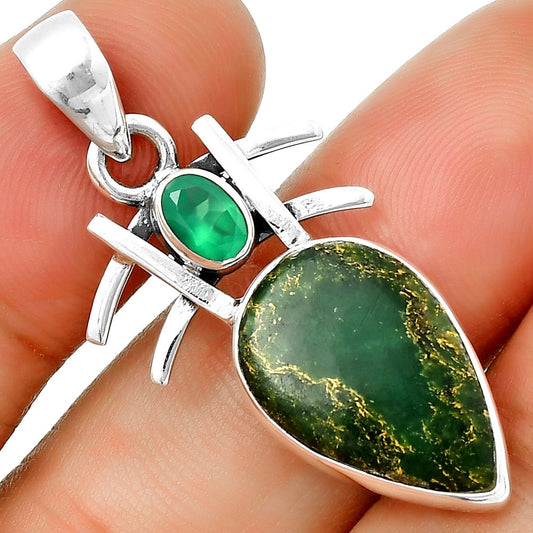 Natural Green Fuchsite & Green Onyx Pendant P-1046 SDP132246