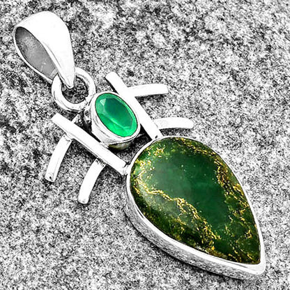 Natural Green Fuchsite & Green Onyx Pendant P-1046 SDP132246