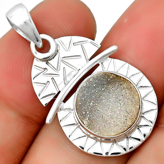 White Titanium Druzy Pendant P-1191 SDP132396