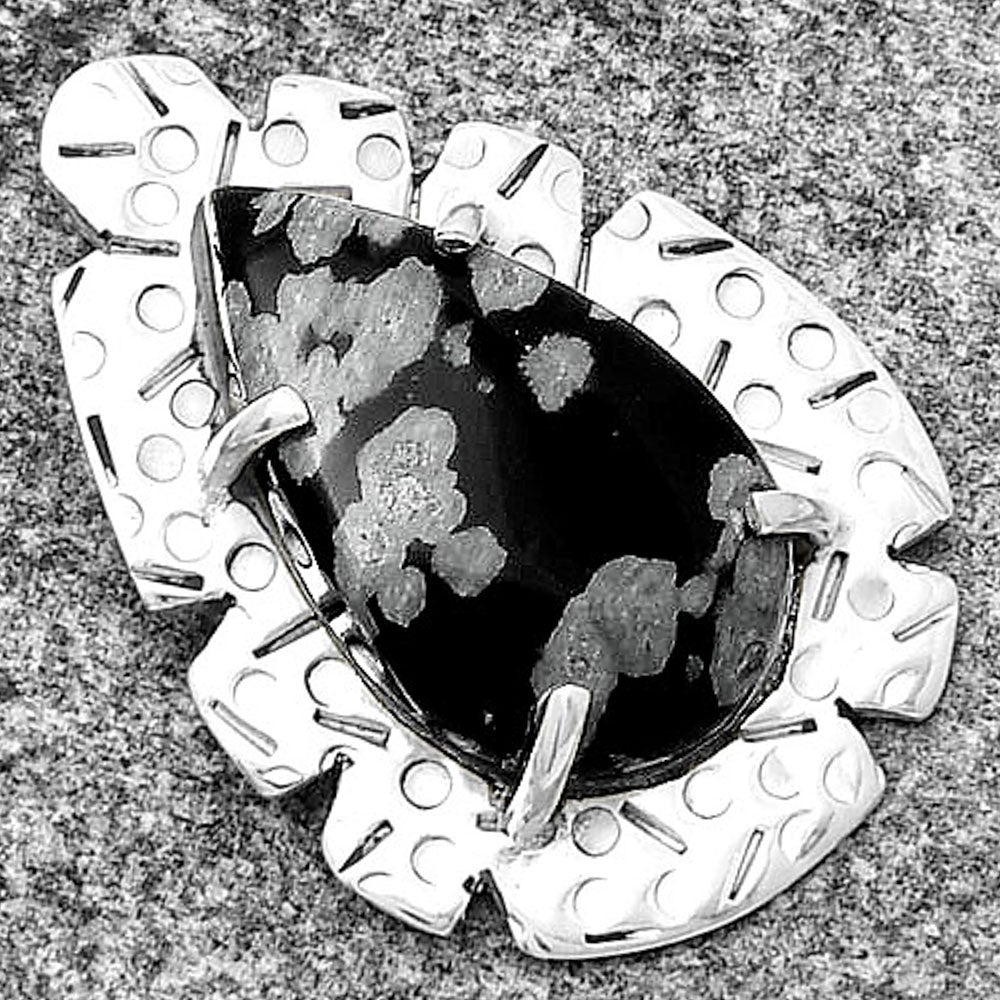 Natural Snow Flake Obsidian Pendant P-1292 SDP132431