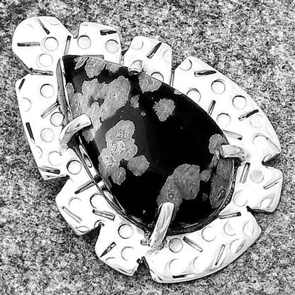 Natural Snow Flake Obsidian Pendant P-1292 SDP132431