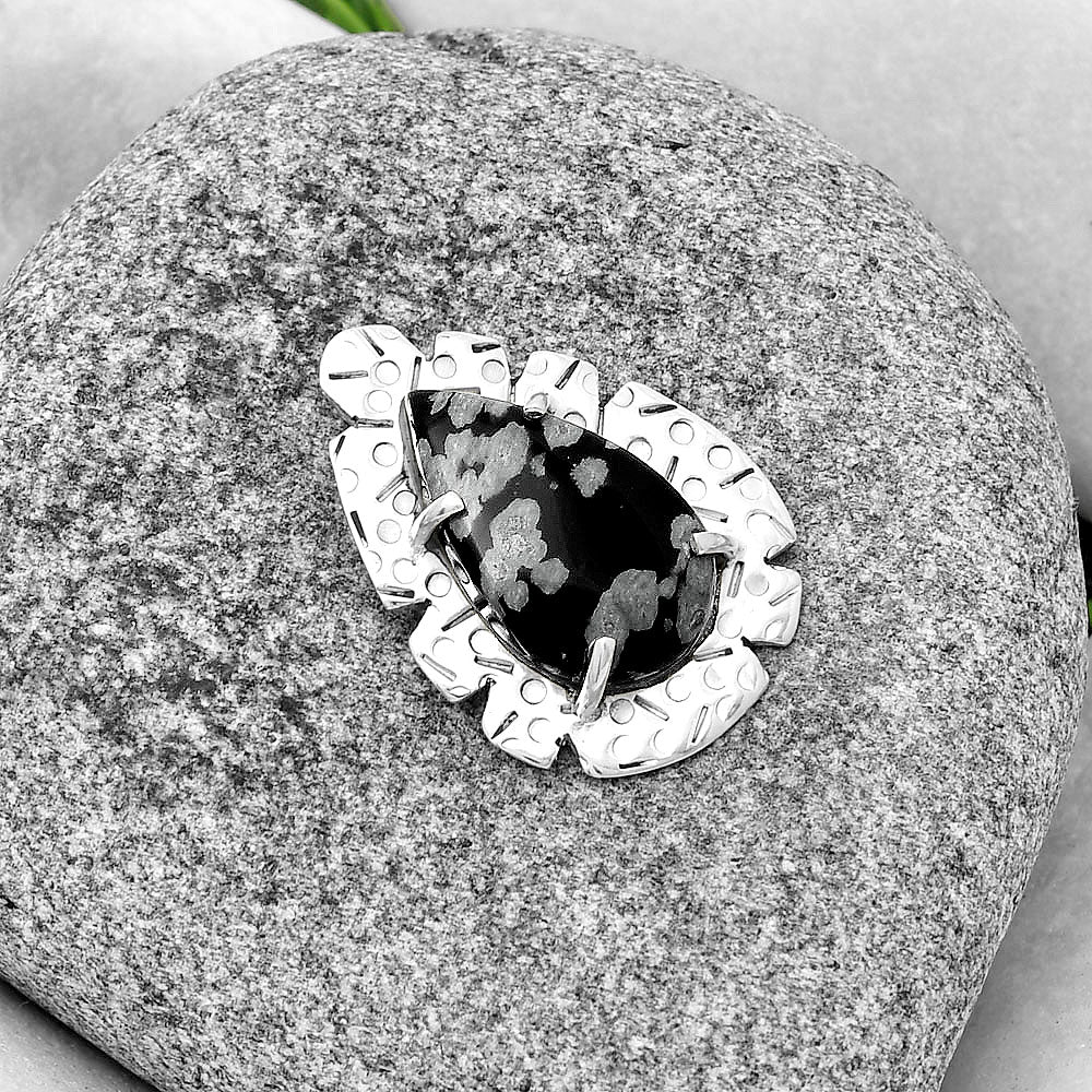 Natural Snow Flake Obsidian Pendant P-1292 SDP132431