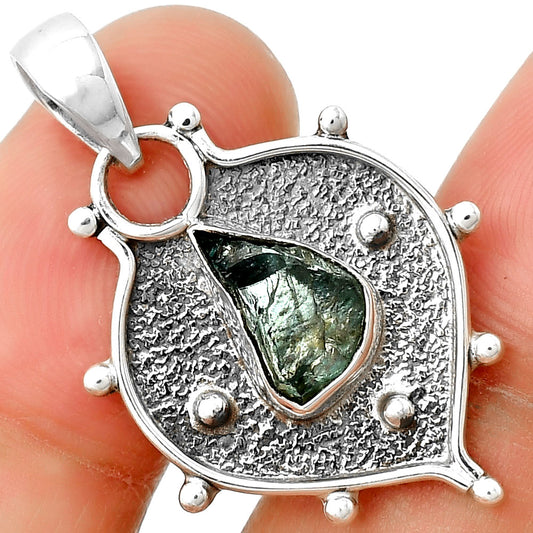 Natural Aqua Apatite Rough Madagascar Pendant P-1403 SDP132457