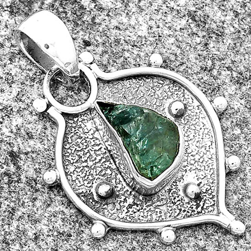 Natural Aqua Apatite Rough Madagascar Pendant P-1403 SDP132457