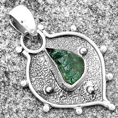 Natural Aqua Apatite Rough Madagascar Pendant P-1403 SDP132457