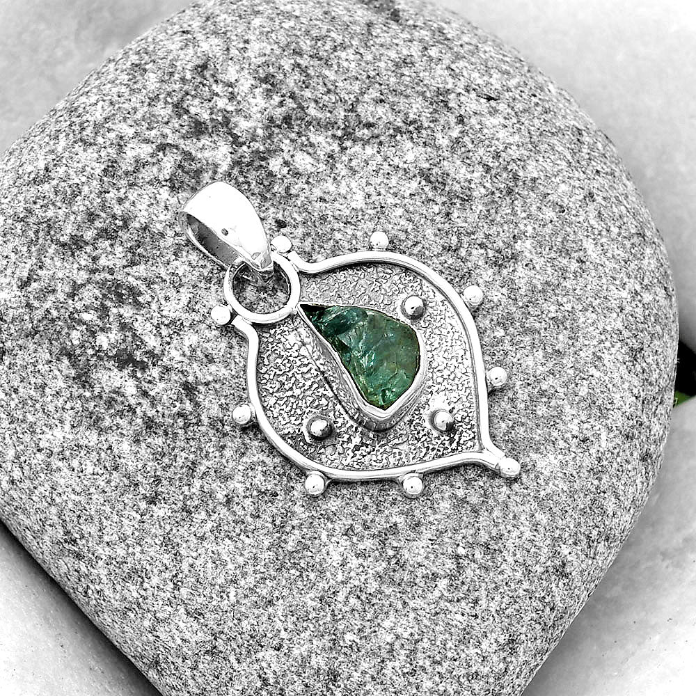 Natural Aqua Apatite Rough Madagascar Pendant P-1403 SDP132457
